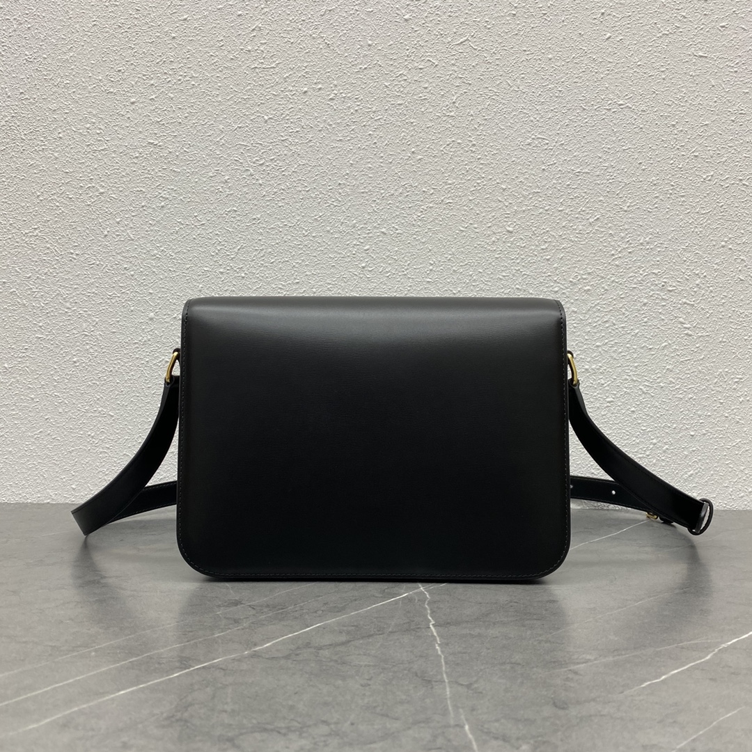 Celine Teen Classique Triomphe Bag In Shiny Calfskin Black 187363